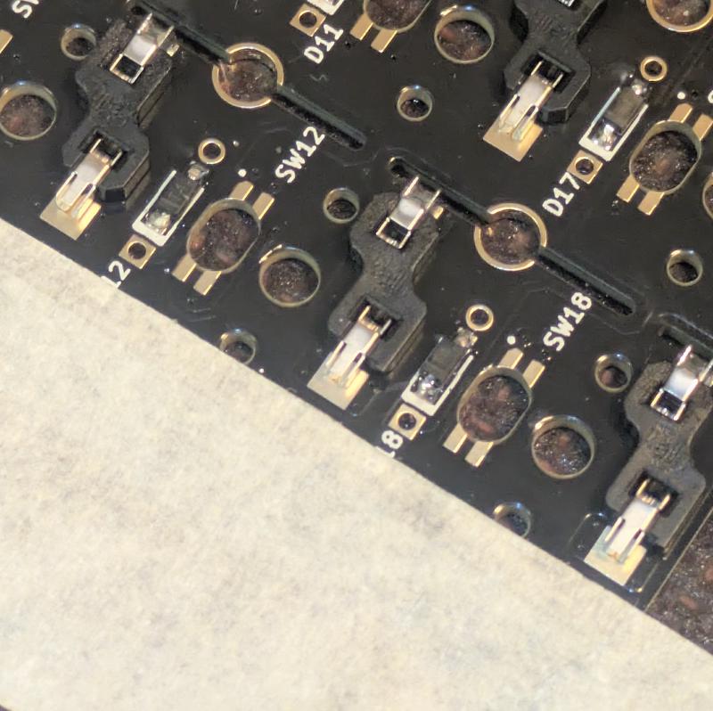 Sockets soldered on half way